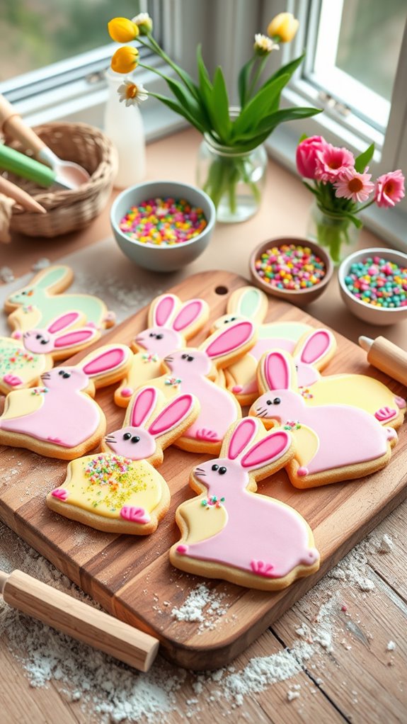 easter themed bunny shaped cookies